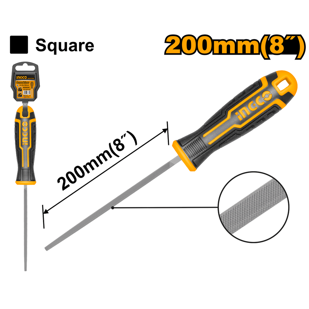 Напильник слесарный квадратный INGCO HSSF088 INDUSTRIAL Напильник слесарный квадратный INGCO HSSF088 INDUSTRIAL