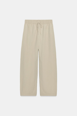 ZARA БРЮКИ ИЗ ТЕХНИЧЕСКОЙ ТКАНИ С ЭЛАСТИЧНЫМ ПОЯСОМ, ЦВЕТ ПРЯЖИ