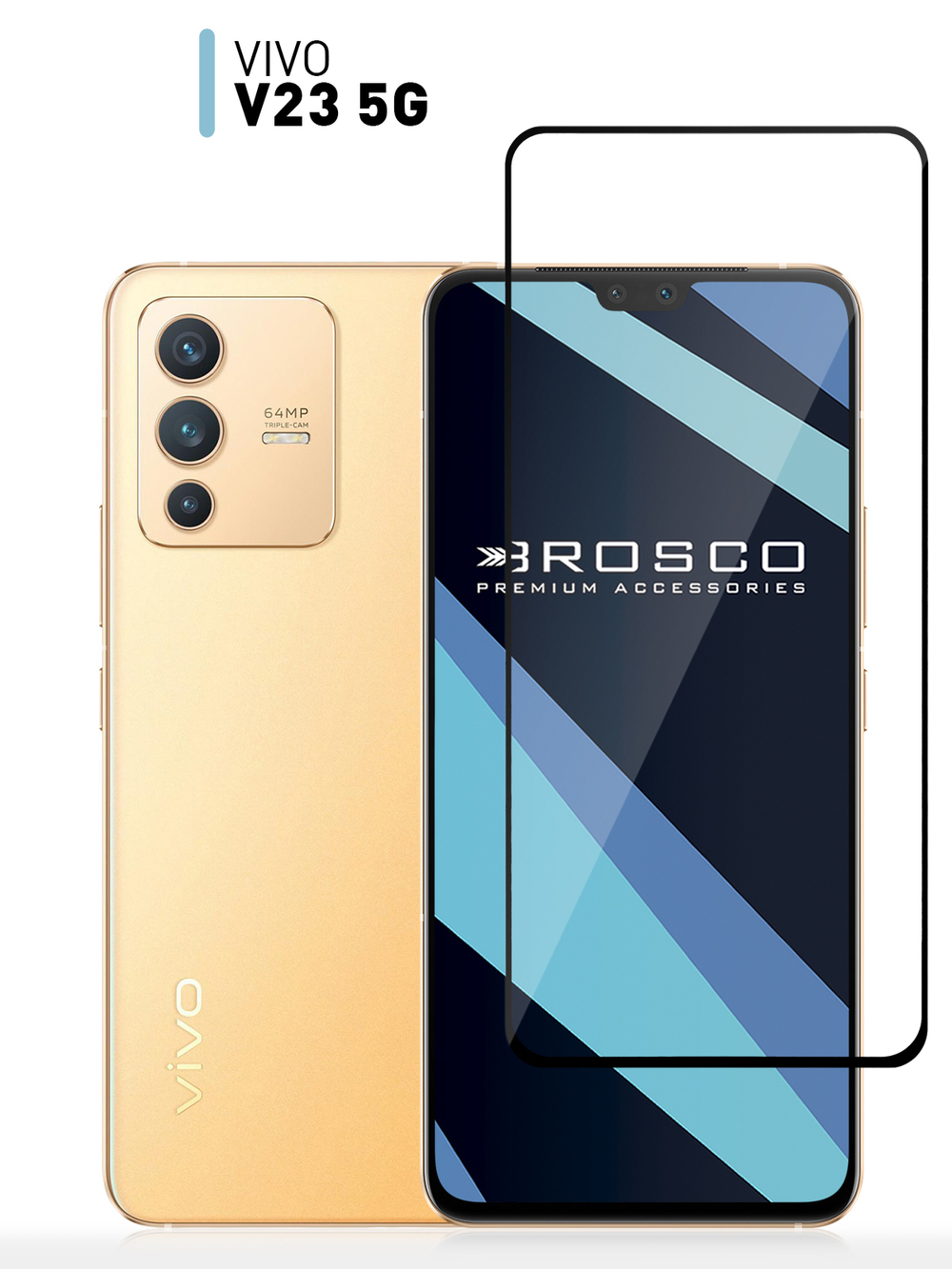 Защитное стекло ROSCO для Vivo V23 оптом (арт. VV-V23-FSP-GLASS-BLACK)