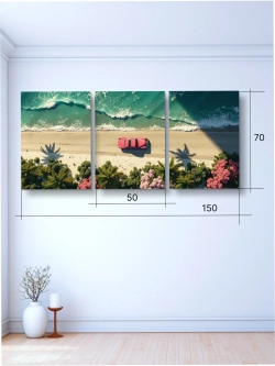 Картина Красная машина модульная 50x70см 3шт.