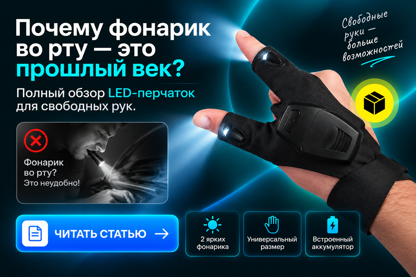 Почему фонарик во рту — это прошлый век: полный обзор LED-перчаток для свободных рук.