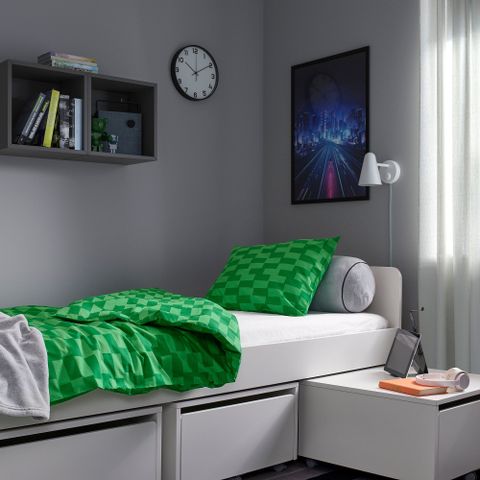 Комплект постельного белья IKEA BLASKATA (БЛОСКАТА), Односпальный, Зеленый, 150х200, 50х80 см