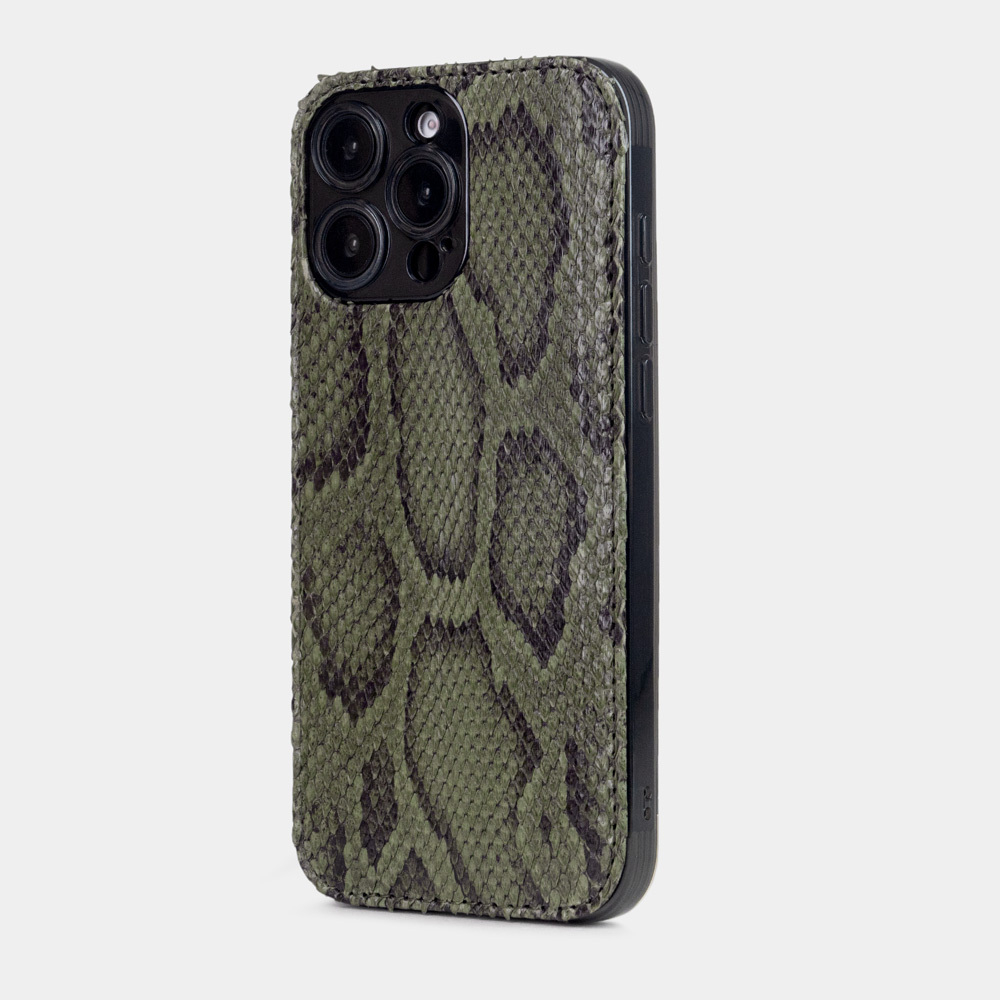 Чехол-накладка для iPhone 16 Pro Max из кожи питона, зеленого цвета