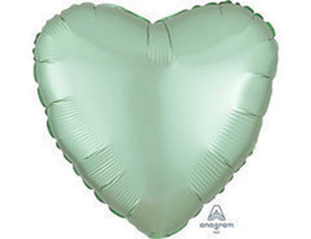 AN Шар сердце 18"/46 см, сатин Mint Green (Мятный) (БГ-15) 