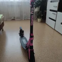 Складной двухколёсный самокат Micar Storm Pro 200 мм с двумя амортизаторами и ручным дисковым тормозом, черно-розовый