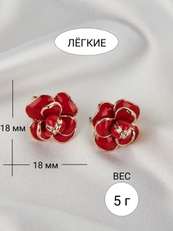 Серьги Камея с красной эмалью в позолоте