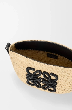 Loewe Сумка Eclipse из рафии и телячьей кожи, натуральный/черный