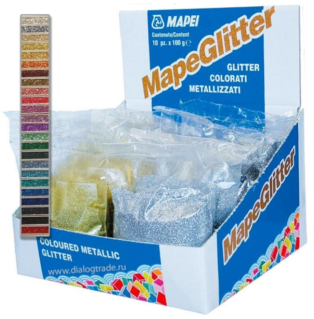 Металлизированая добавка для затирки 100гр MapeGlitter №221 (синий) блестки для затирки