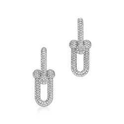 Серьги из белого золота 18k с бриллиантами, Tiffany 💠Hard Wear Large