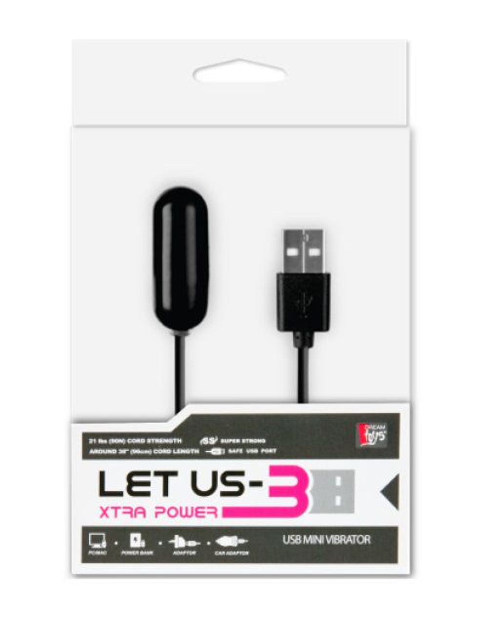 Чёрная вибропуля с питанием от USB LET US-B BULLET SMALL BLACK (Цвет: черный)