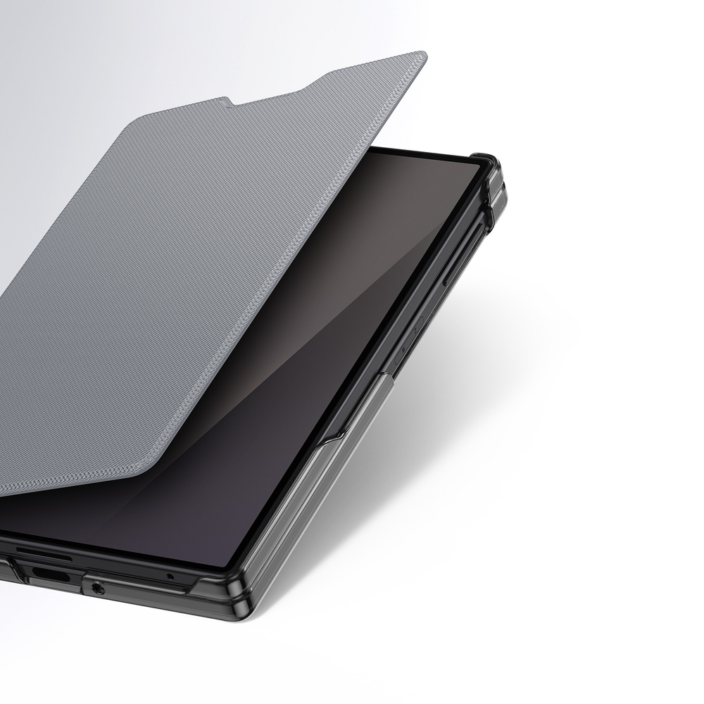 Чехол с покрытием под кожу темно-серого цвета для смартфона Samsung Galaxy Z Fold 8, серия Fort Series от Dux Ducis