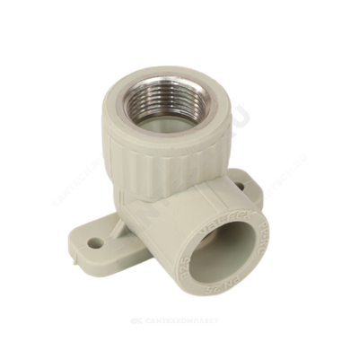 Угольник PP-R комбинированный серый Дн 20х3/4" ВР с креплением VALFEX 10120225Г