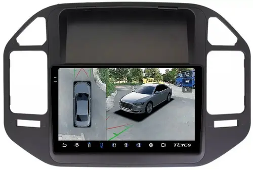 Магнитола для Mitsubishi Pajero 3, Montero 3 1999-2006 (рамка черная) - Teyes CC3-2K-360 на Android 10, Быстрая, 2K QLED, CarPlay, 4G SIM-слот, 4 камеры в комплекте