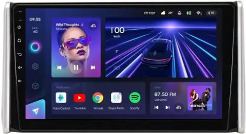 Магнитола для Toyota RAV4 5 2019-2025 (Китай, без горба) - Teyes CC3 монитор 10" QLED на Android 10, Быстрая, CarPlay, 4G SIM-слот