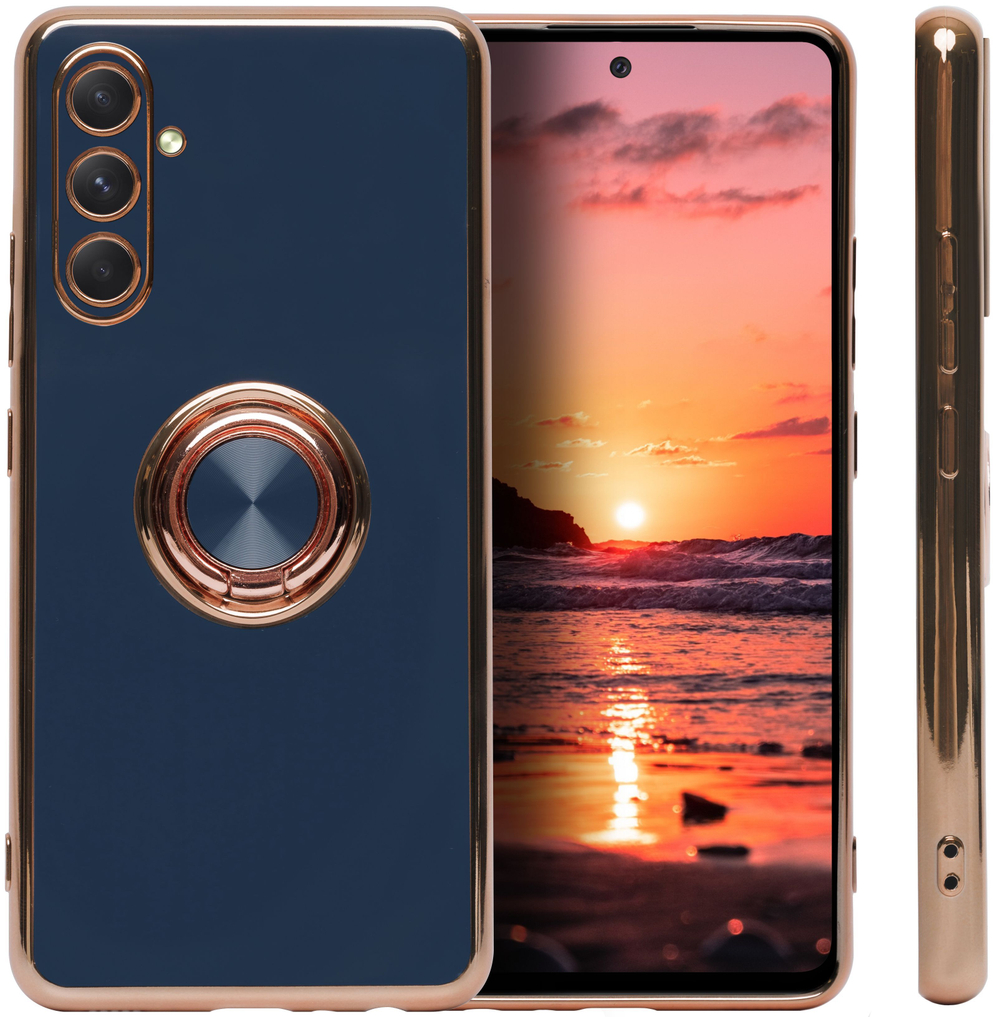 Стильный глянцевый чехол для SAMSUNG GALAXY A54 с кольцом-подставкой и бархатной подкладкой