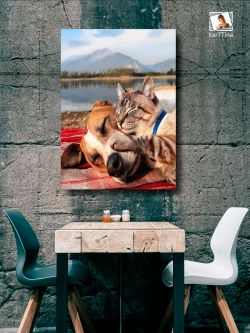 Картина "Кот и пёс", для интерьера 50х70см 1шт.