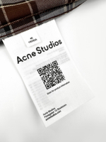 Женская клетчатая рубашка Acne Studios с вышивкой — серо-коричневая — фото 5