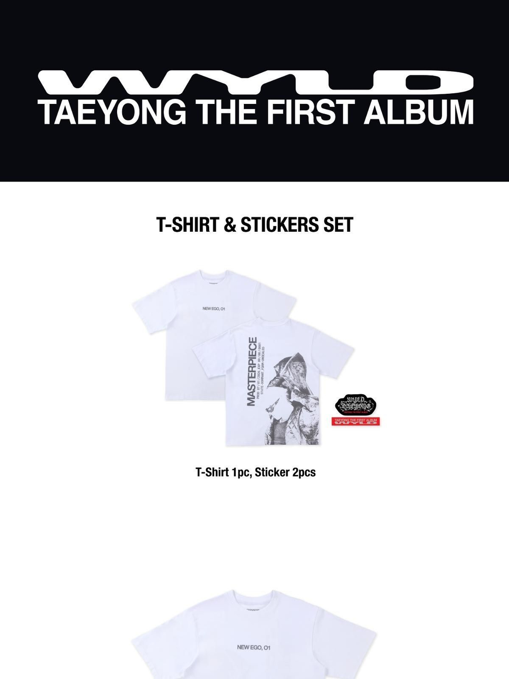 товары TAEYONG - WYLD 1st ALBUM OFFICIAL MD T-SHIRT & STICKERS SET
