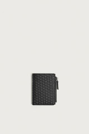 ZARA ПЛЕТЕНЫЙ КОШЕЛЕК-БУМАЖНИК, ЧЕРНЫЙ
