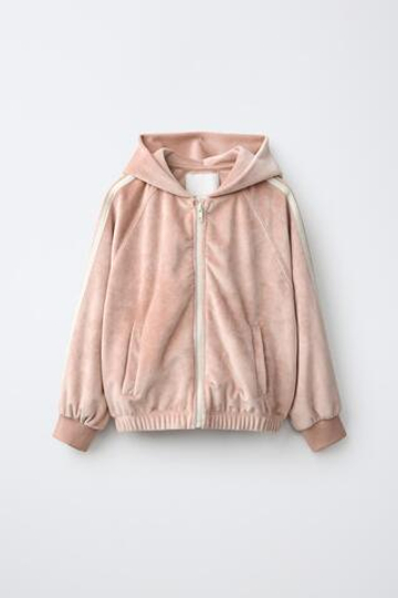 ZARA ХУДИ ИЗ ВЕЛЮРА С МОЛНИЕЙ, РОЗОВЫЙ