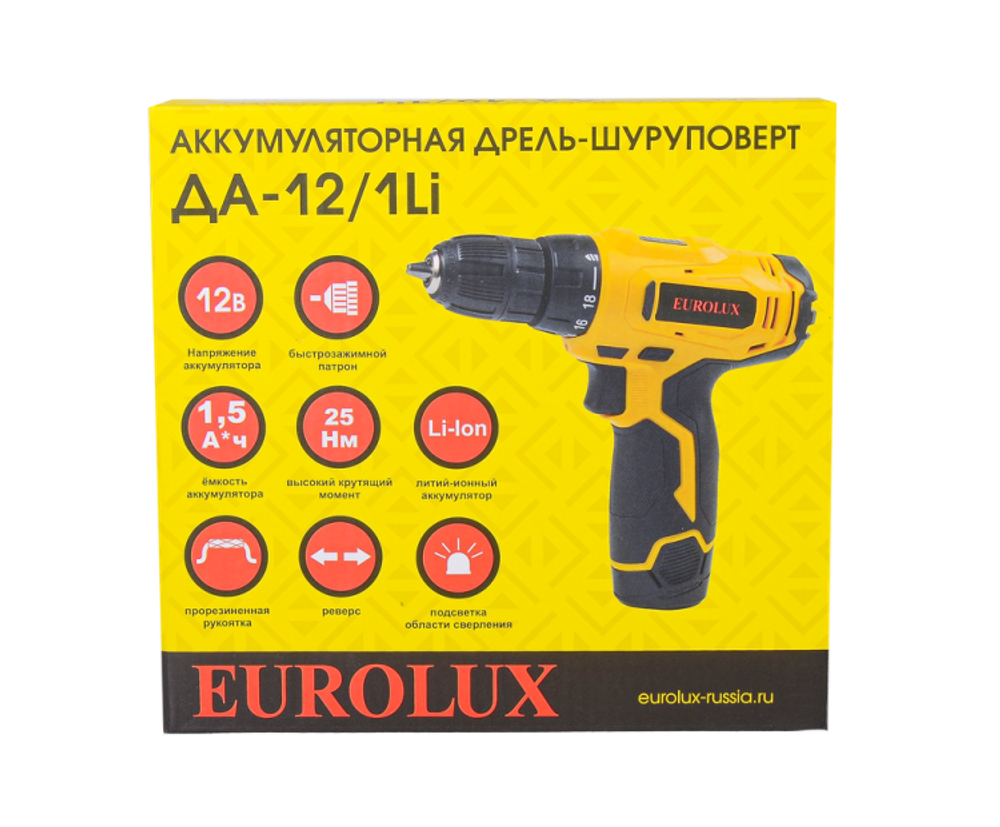 Дрель-шуруповерт аккумуляторная Eurolux ДА-12/1Li