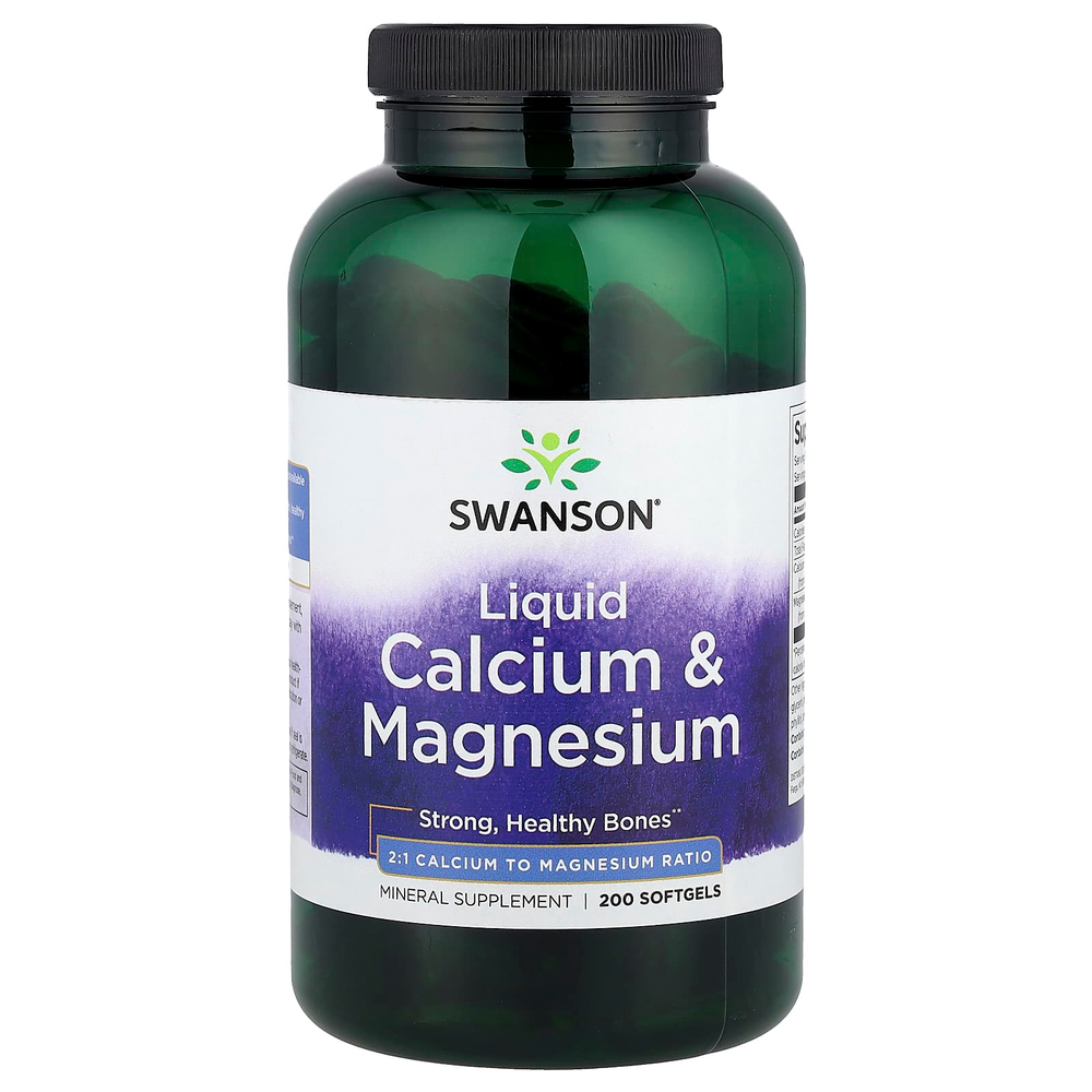 Swanson Vitamins, Жидкий кальций и магний, 200 мягких таблеток