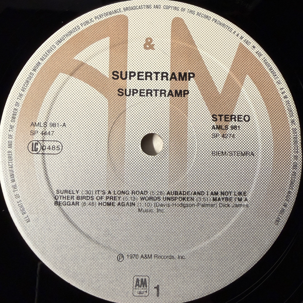 Supertramp ‎– Supertramp (Голландия 1981г.)