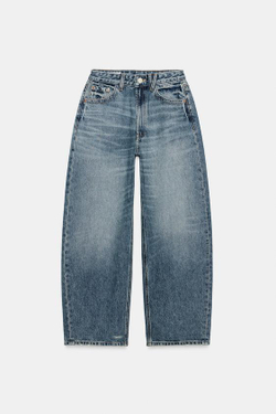 ZARA ДЖИНСЫ TRF BAGGY СО СРЕДНЕЙ ПОСАДКОЙ, СИНИЙ
