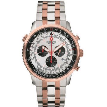 С браслетом Мужские наручные часы с серебряным браслетом Swiss Alpine Military 7078.9152 chrono mens 45mm 10ATM