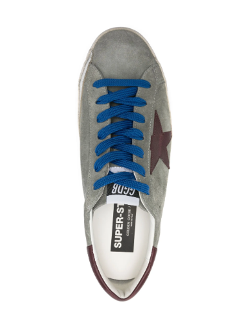 Men's Super-Star LTD in grey suede with brown leather star and brown leather heel