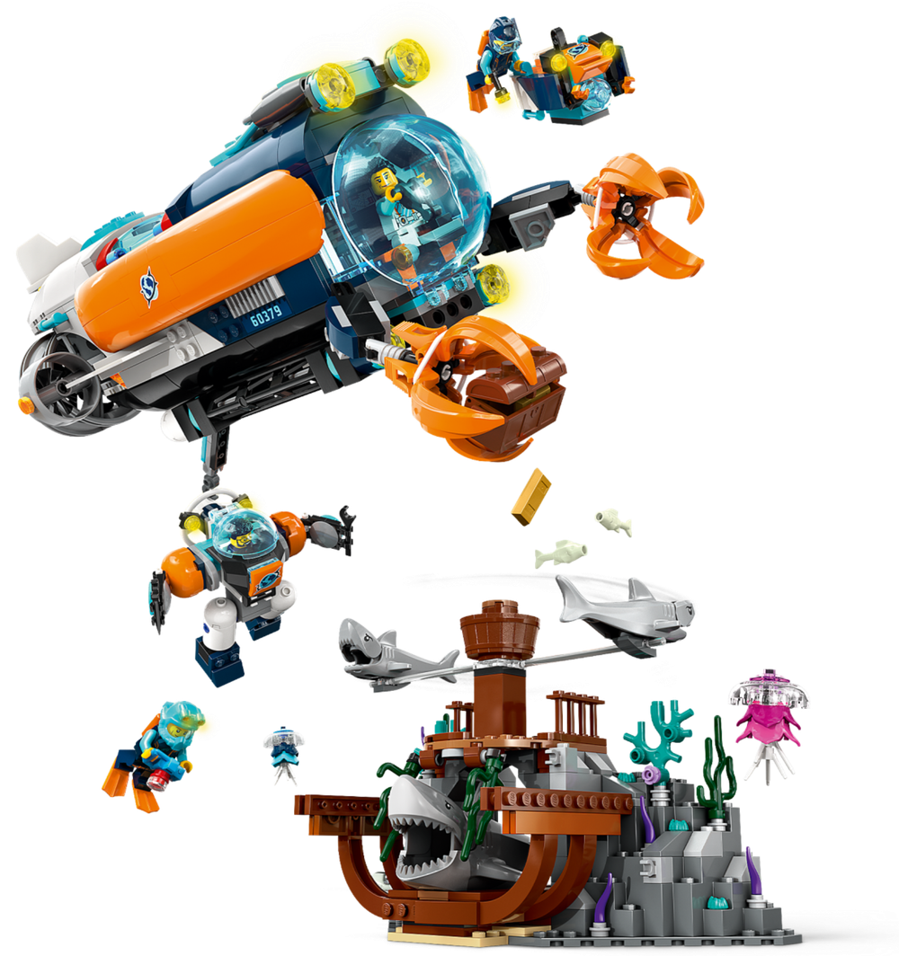 Конструктор Лего Сити Подводная лодка исследования морского дна 60379 | LEGO City Deep-Sea Explorer Submarine 842 дет 7+