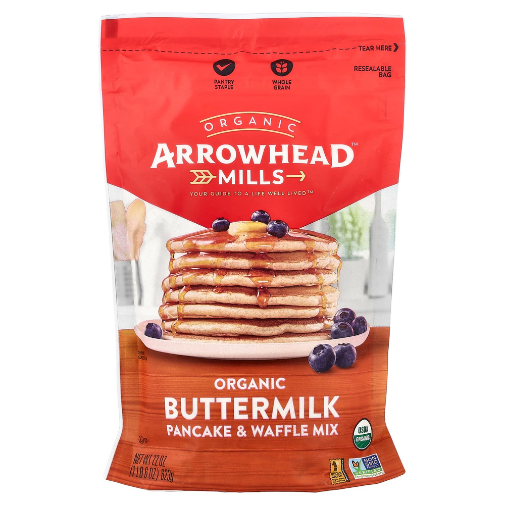 Arrowhead Mills, Органическая смесь для блинов и вафель, 1 фунт 6 унций (623 г)