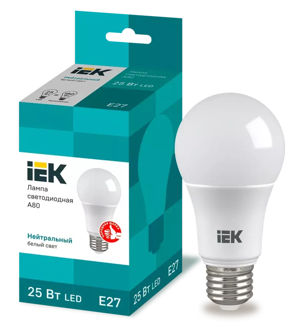 Лампа светодиодная ECO A80 шар 25Вт 230В 4000К Е27 IEK LLE-A80-25-230-40-E27