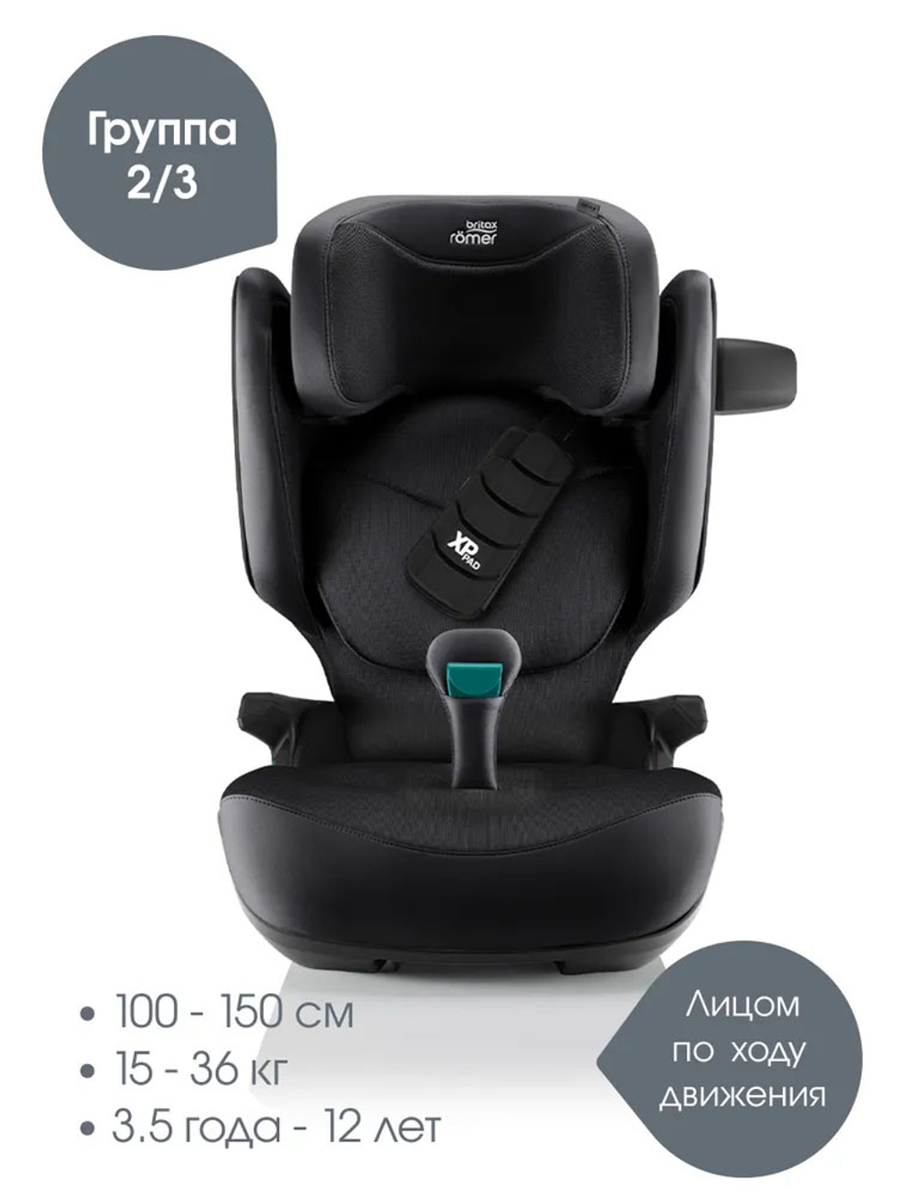 Автокресло 2/3 Britax Roemer KIDFIX PRO i-SIZE Style Carbon Black, 3,5 до 12 лет, 15-36 кг (100-150 см), isofix, черный