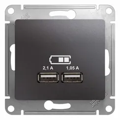 Розетка с USB A+A Systeme Electric Glossa Графит GSL001333