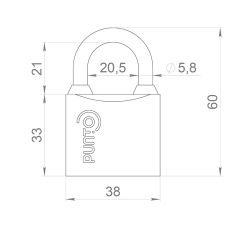 Замок навесной PUNTO PK-0138 3 кл. /59107/