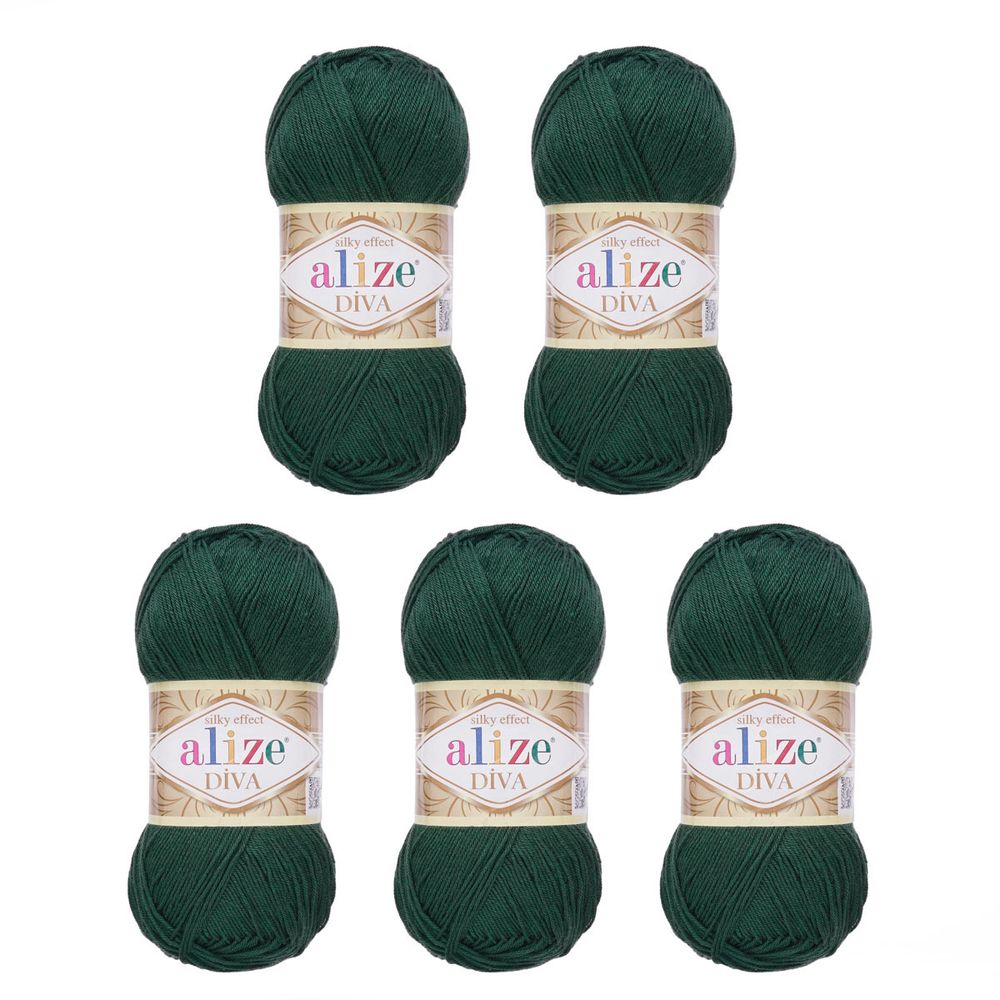 Пряжа Alize (Ализе) Diva / уп.5 мот. по 100 г, 350м, 131 хаки A