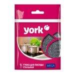 Губка (мочалка) металлическая, 40 г, МЕГА, для посуды, гриля, плиты, YORK, 003030