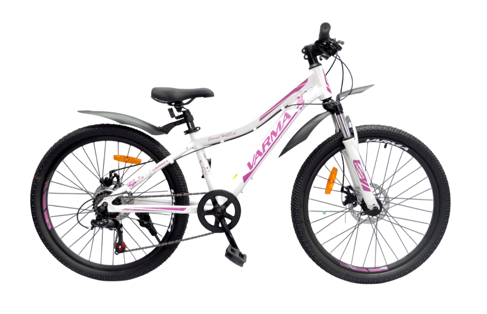Велосипед 24" VARMA CONRAD H43DA р.12,5"., 7ск. бело-розовый ал. 2024