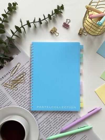 Тетрадь А5 80 л.клетка "Pastel Collection Blue" с пласт.обложкой, на гребне (ПОЛИНОМ)