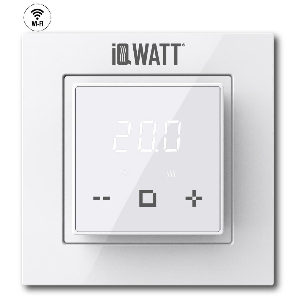 Регулятор температуры пола и воздуха IQWATT 00419 16А 220В, программируемый, белый, Wi-Fi, 45х45 (55х55) мм, IQ D