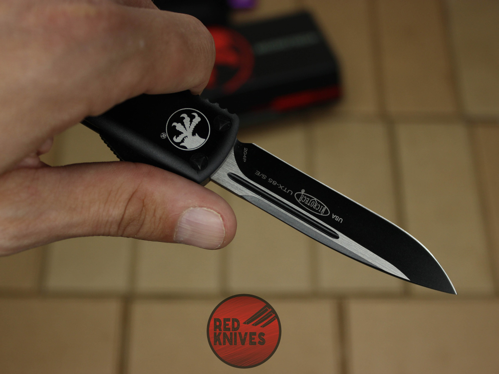Нож Microtech UTX-85 S/E - черная рукоять, стандартный клинок, черный + запчасти RK-391