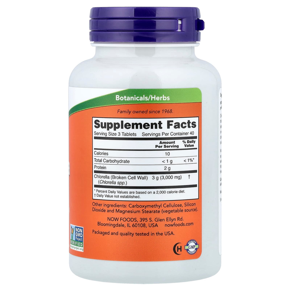 NOW Foods, хлорелла, 120 таблеток (1 г в 1 таблетке)