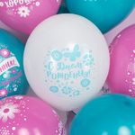Шар (12''/30 см) Пожелания В День Рождения! (цветы), Ассорти, пастель, 5 ст, 25 шт.