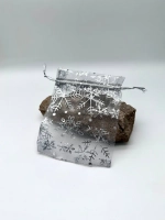 Подарочные мешочки из органзы с рисунком снежинок (10 шт)