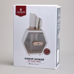 НАБОР НОЖЕЙ AGNESS НА ПЛАСТИКОВОЙ ПОДСТАВКЕ, 7 ПРЕДМЕТОВ