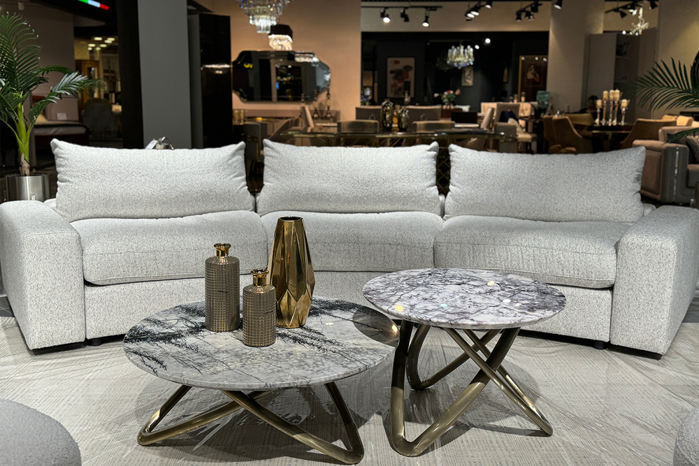 Стол журнальный Garda Decor натур. серый мрамор d95*36 см