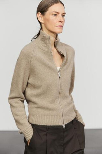 Massimo Dutti Кардиган из 100% кашемира на молнии, мышино-серый
