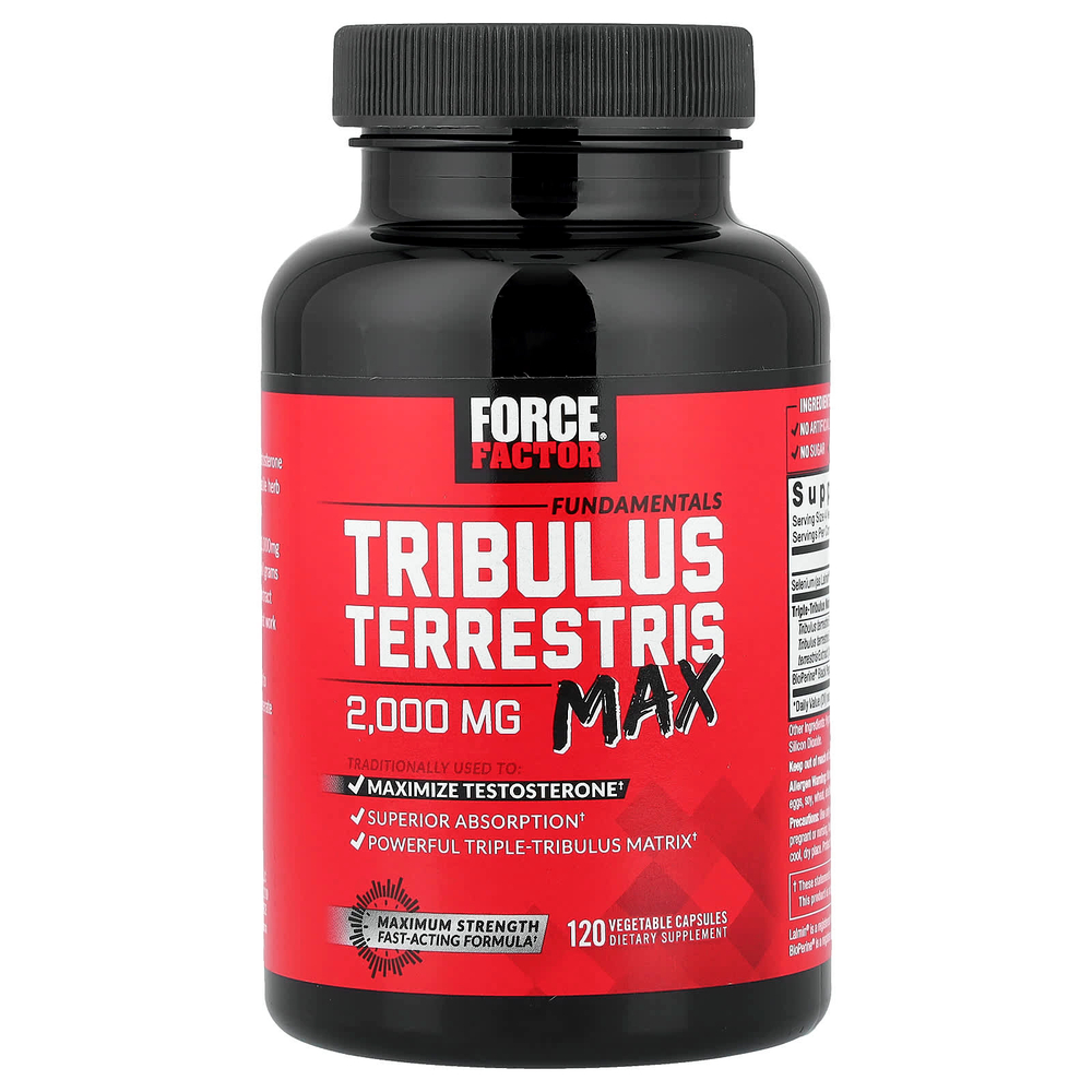 Force Factor, Fundamentals, якорцы стелющиеся (Tribulus terrestris Max), 120 вегетарианских капсул
