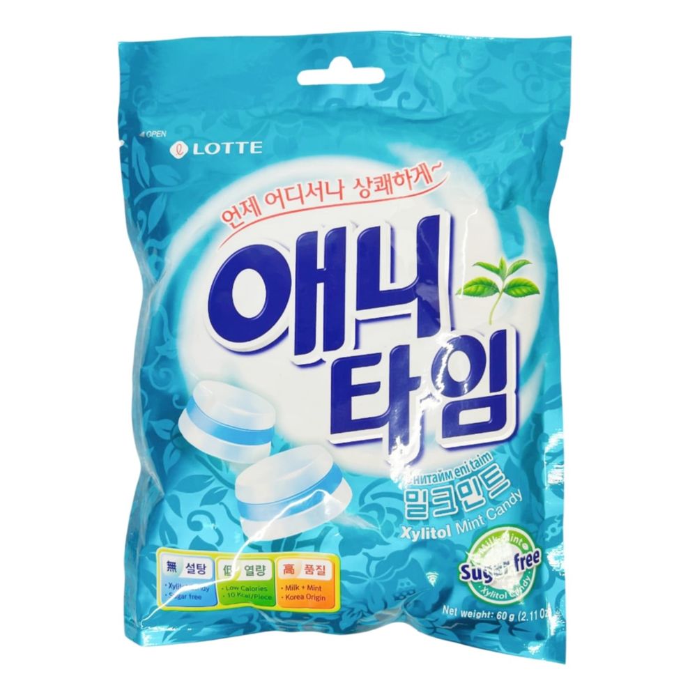 Леденцы Lotte Anytime Milk Mint без сахара 60 г